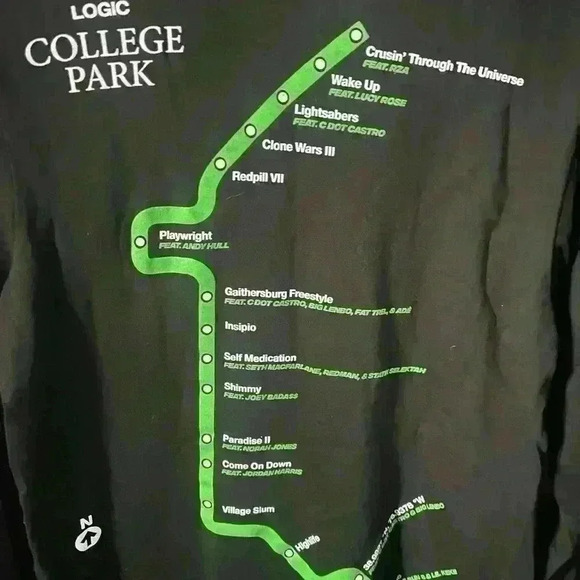 Men’s Logic College Park Black Long Sleeve Tour Tshirt Small - Picture 5 of 5